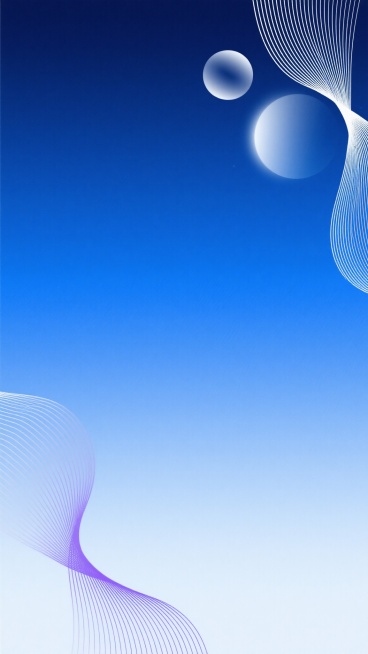 一张具有现代设计感的蓝色背景海报，采用大面积留白设计，背景由渐变的深蓝色和浅蓝色构成，带有柔和的光影效果。画面左下角和右上角有流畅的波浪形线条装饰，线条呈现出细密的白色条纹纹理，左下角的波浪线条还带有淡淡的紫色渐变。背景中上方有两个半透明的圆形光斑，增加了画面的层次感和空间感。整体风格简洁、时尚、科技感十足，视觉层级清晰，信息传达效率高，留白部分为后续添加文字或其他元素提供了充足的空间。预览效果