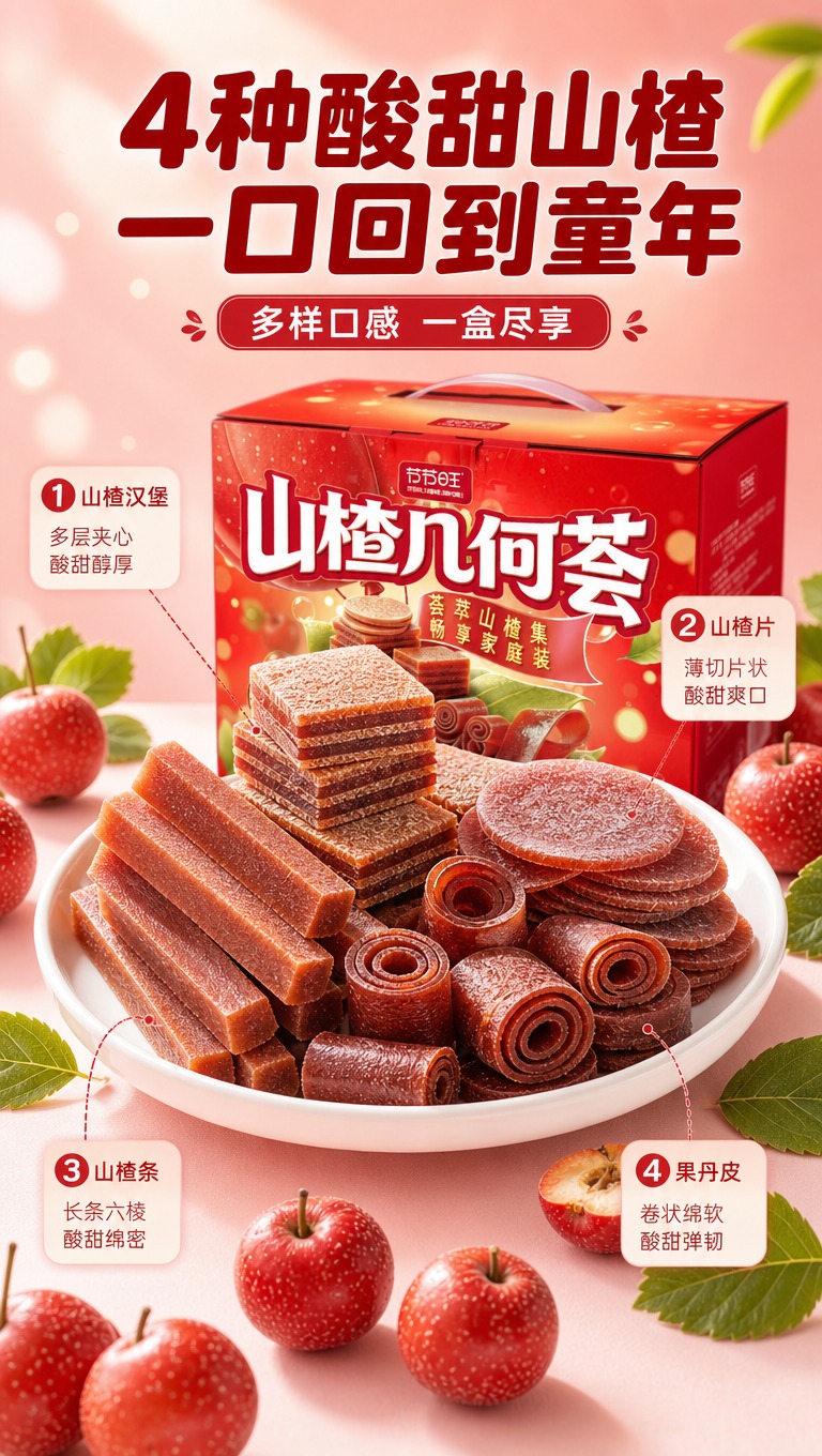 [商品] 使用【图1】山楂几何荟礼盒中的4种山楂制品：山楂条、… - 图片创意预览