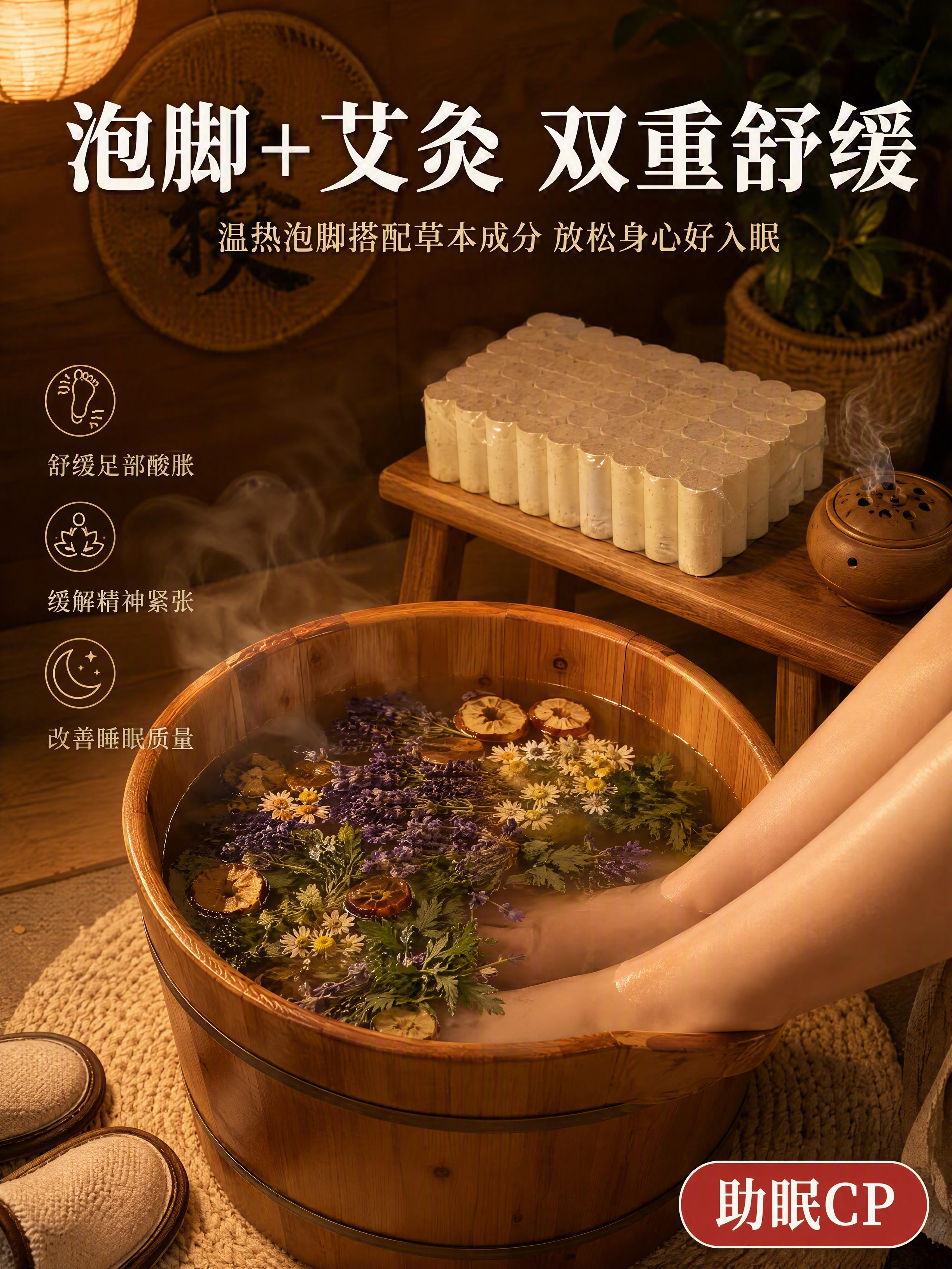 [第5张] 详情页场景种草页-居家泡脚+艾灸双场景沉浸型。本张… - 图片创意预览