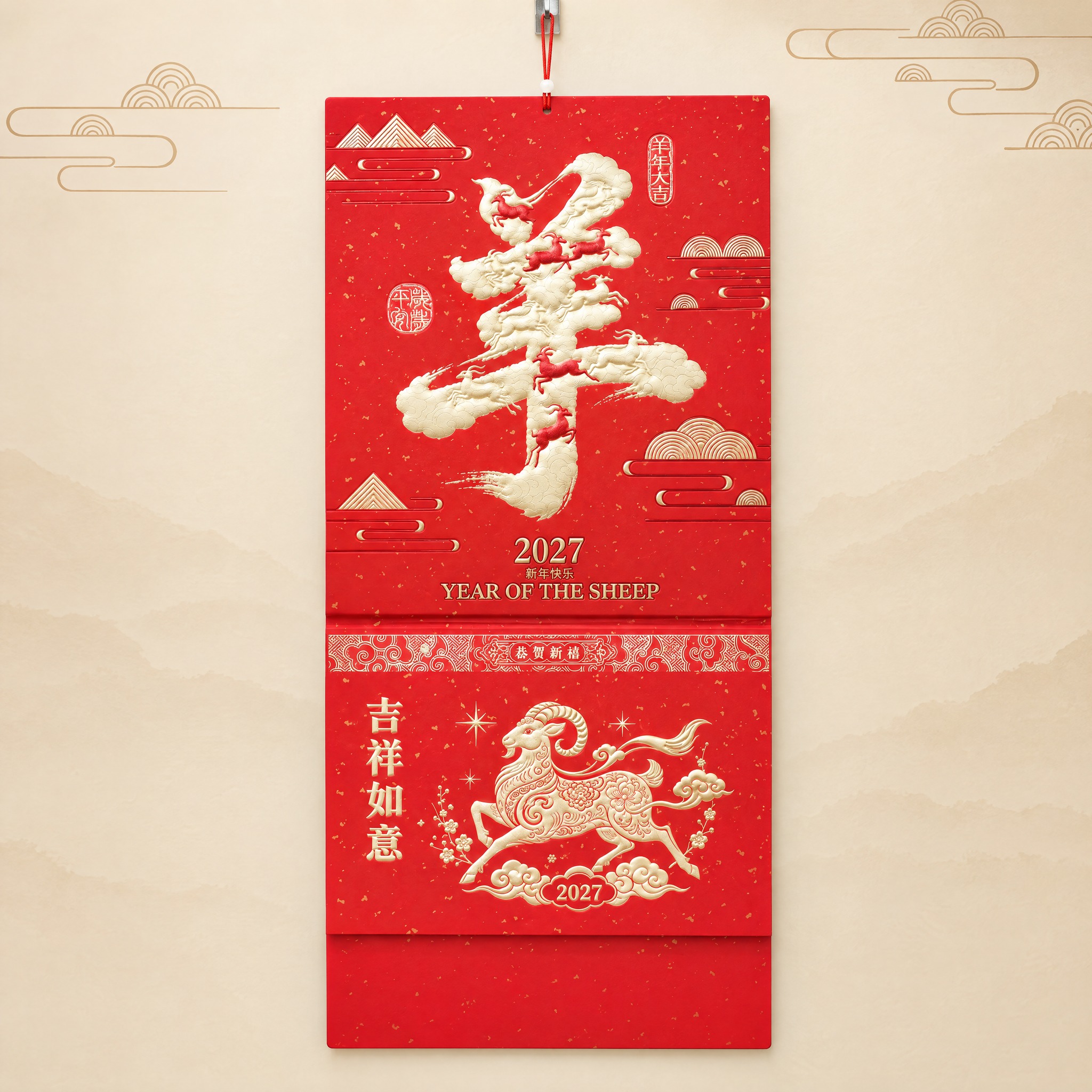 产品精修实物实拍图，挂历严格参照上传产品图，完整保留所有可见组… - 图片创意预览