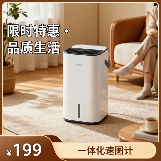 场景化电商主图，产品居中视觉焦点，核心文案左上/左侧堆叠，底部通栏价格标签一体化边框设计，信息分层清晰。暖色调生活场景，柔和材质增强产品体验感与情感共鸣预览效果