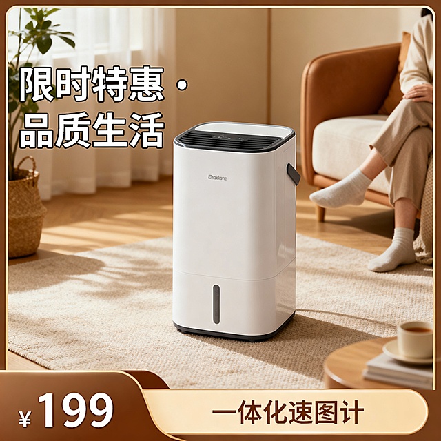 场景化电商主图，产品居中视觉焦点，核心文案左上/左侧堆叠，底部通栏价格标签一体化边框设计，信息分层清晰。暖色调生活场景，柔和材质增强产品体验感与情感共鸣
