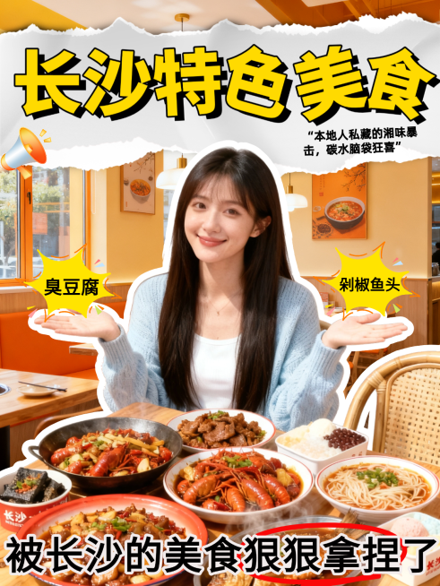 长沙特色美食小红书封面预览效果