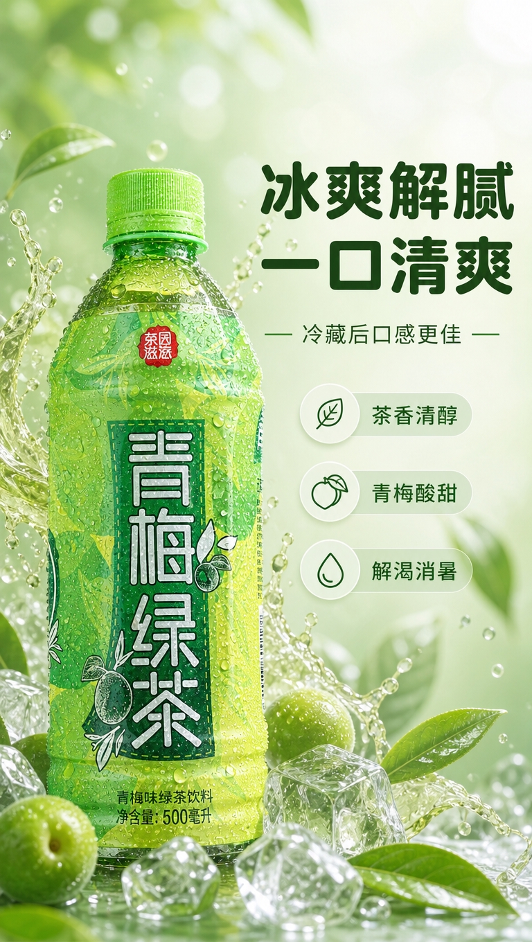 [商品] 使用【图1】茶派青梅绿茶500ml瓶装饮料；保留瓶身… - 图片创意预览