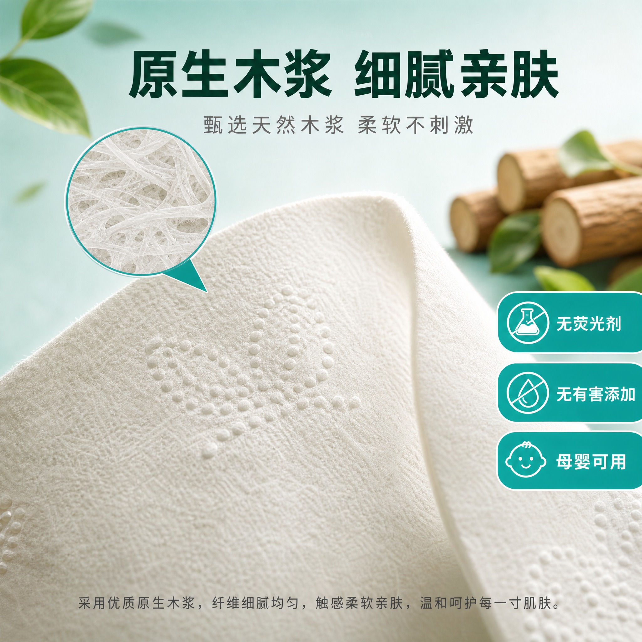 [主图-3] 材质细节与安全性 原生木浆品质。 [统一基调]… - 图片创意预览