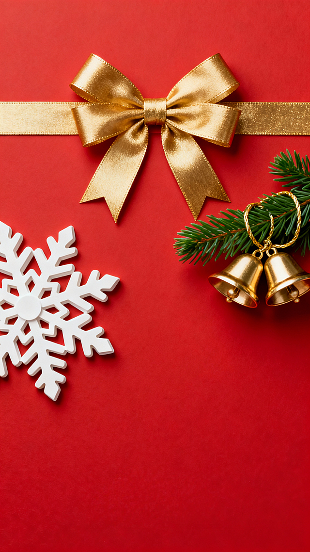 我想要设计一张关于圣诞节的贺卡，里面是MT公司对员工的圣诞祝福语不需要填写内容，祝福贺卡，简单大气，背景是红色的，里面带有浓烈的圣诞节气息，：尺寸：1242×2208 ，凸出贺卡，以及我们的心意