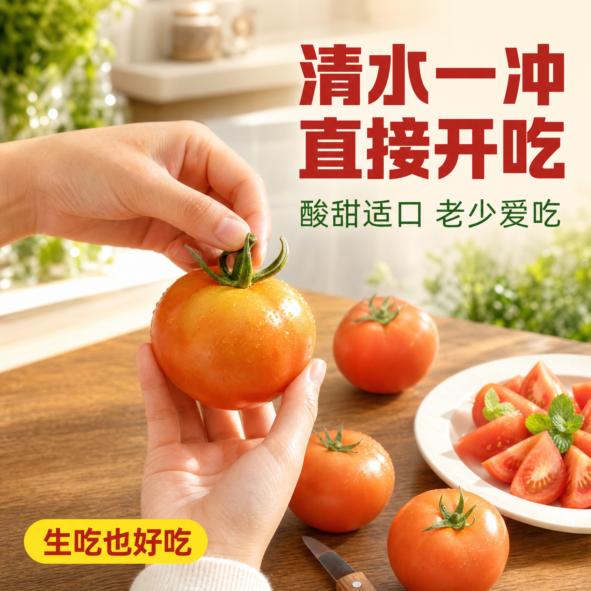 [主图-4] 商品名称「云南新鲜番茄」。主题与唯一任务：真实使… - 图片创意预览