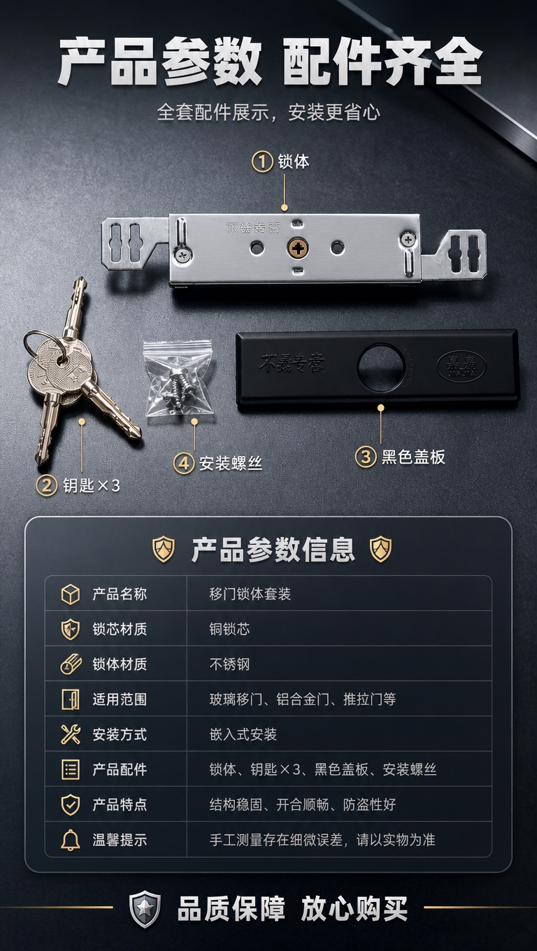 [商品] 使用【图6】全套配件图（锁体、钥匙、黑色盖板、螺丝）… - 图片创意预览