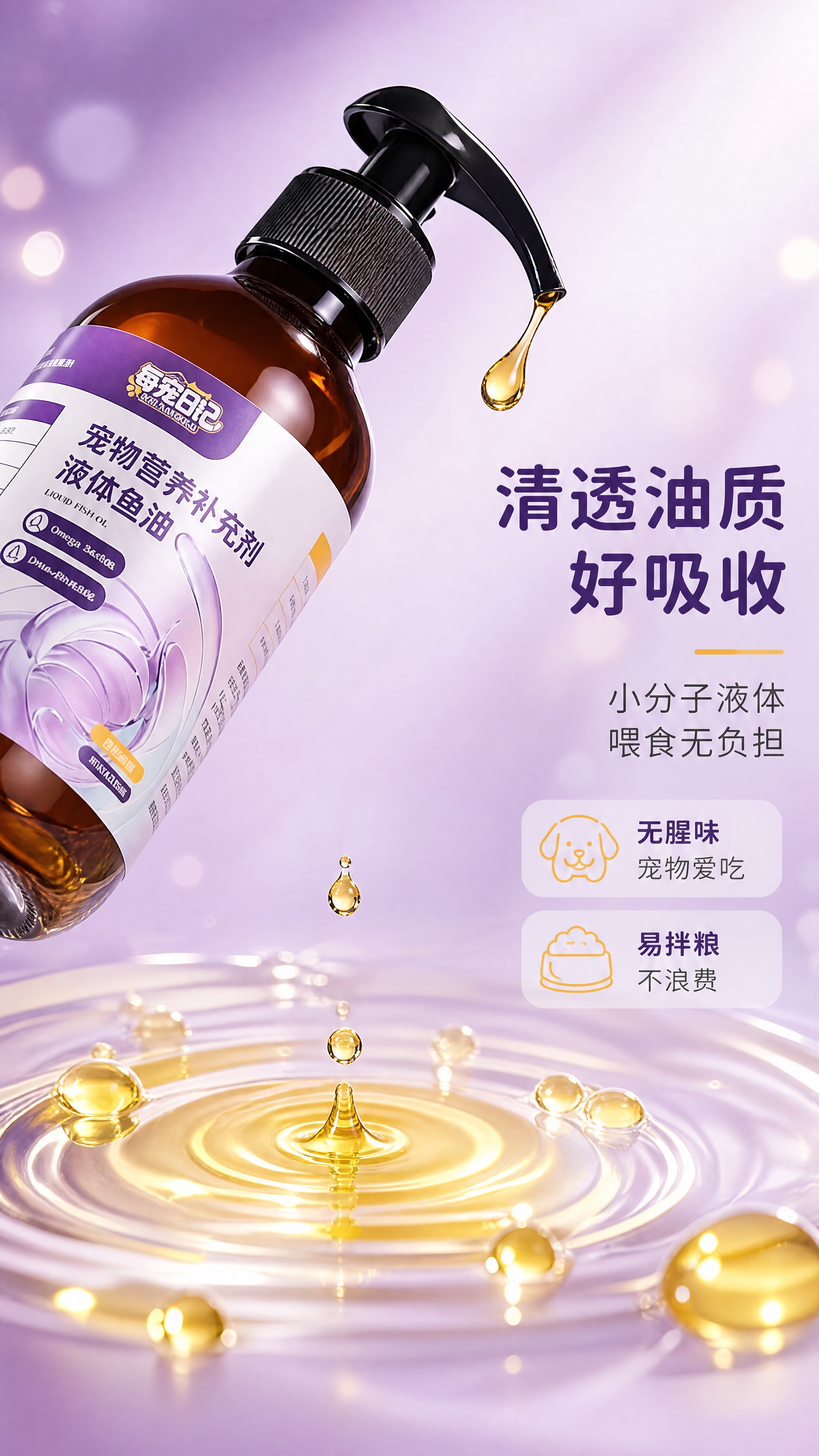 [商品] 使用【图1】每宠日记宠物液体鱼油；保留瓶身所有外观特… - 图片创意预览