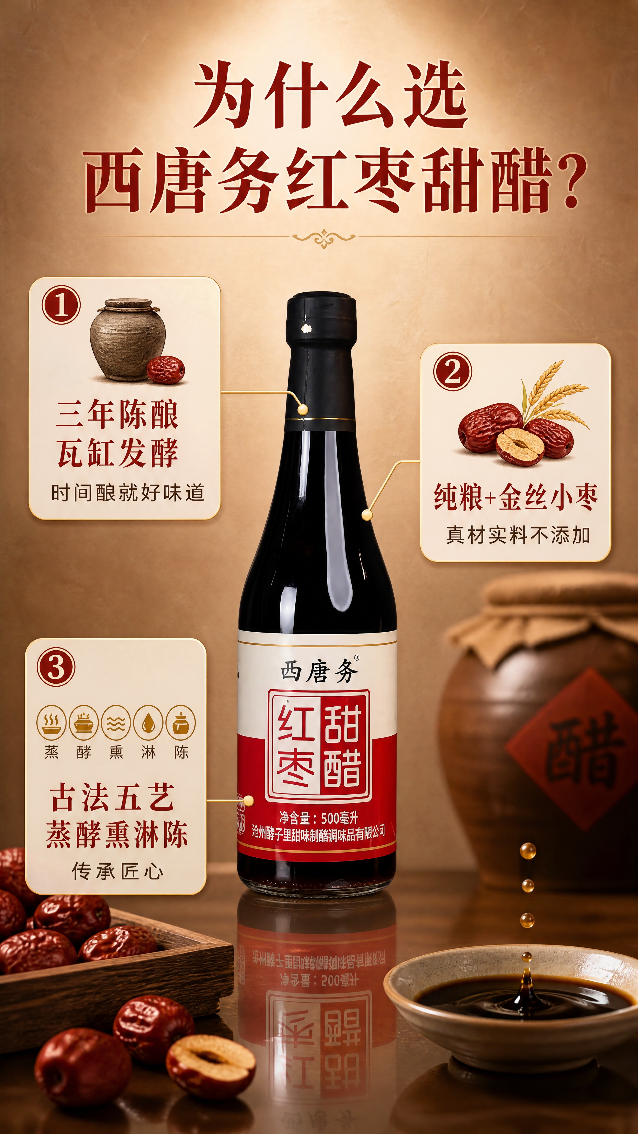 [商品] 使用【图1】西唐务红枣甜醋；保留瓶身结构、颜色、标签… - 图片创意预览