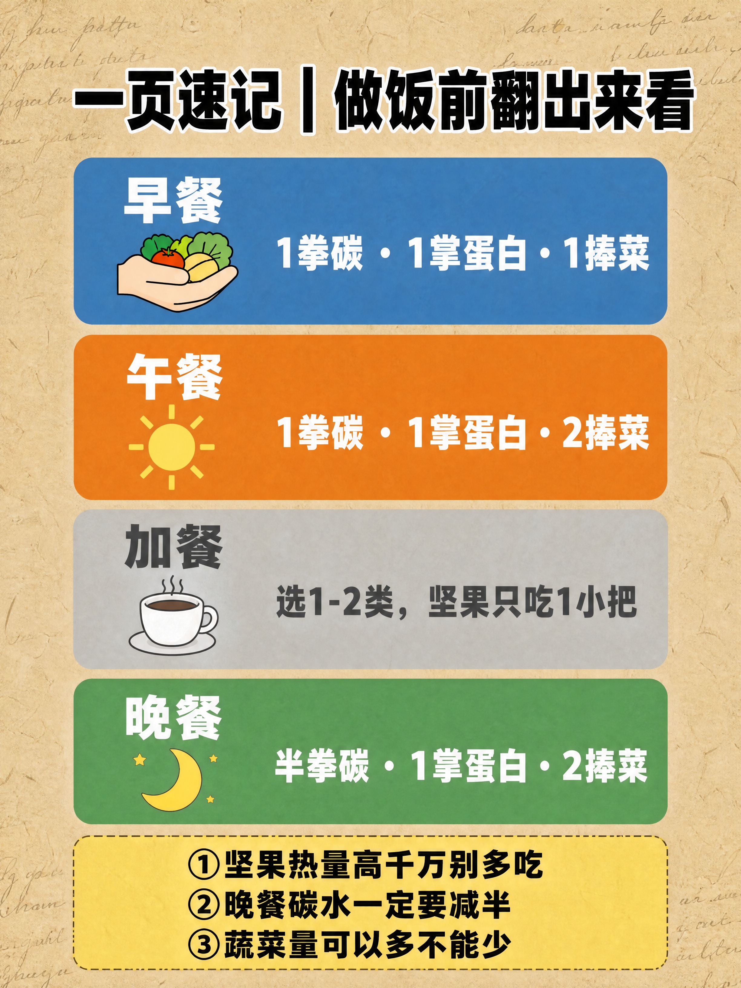 竖版3:4小红书减脂科普内页，牛皮纸黄色#D4B896背景，带… - 图片创意预览