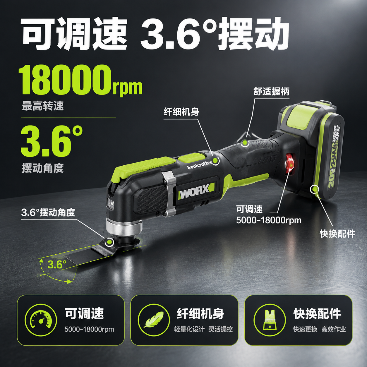 [主图-2] 性能+功能图，主题：5000-18000转可调速… - 图片创意预览