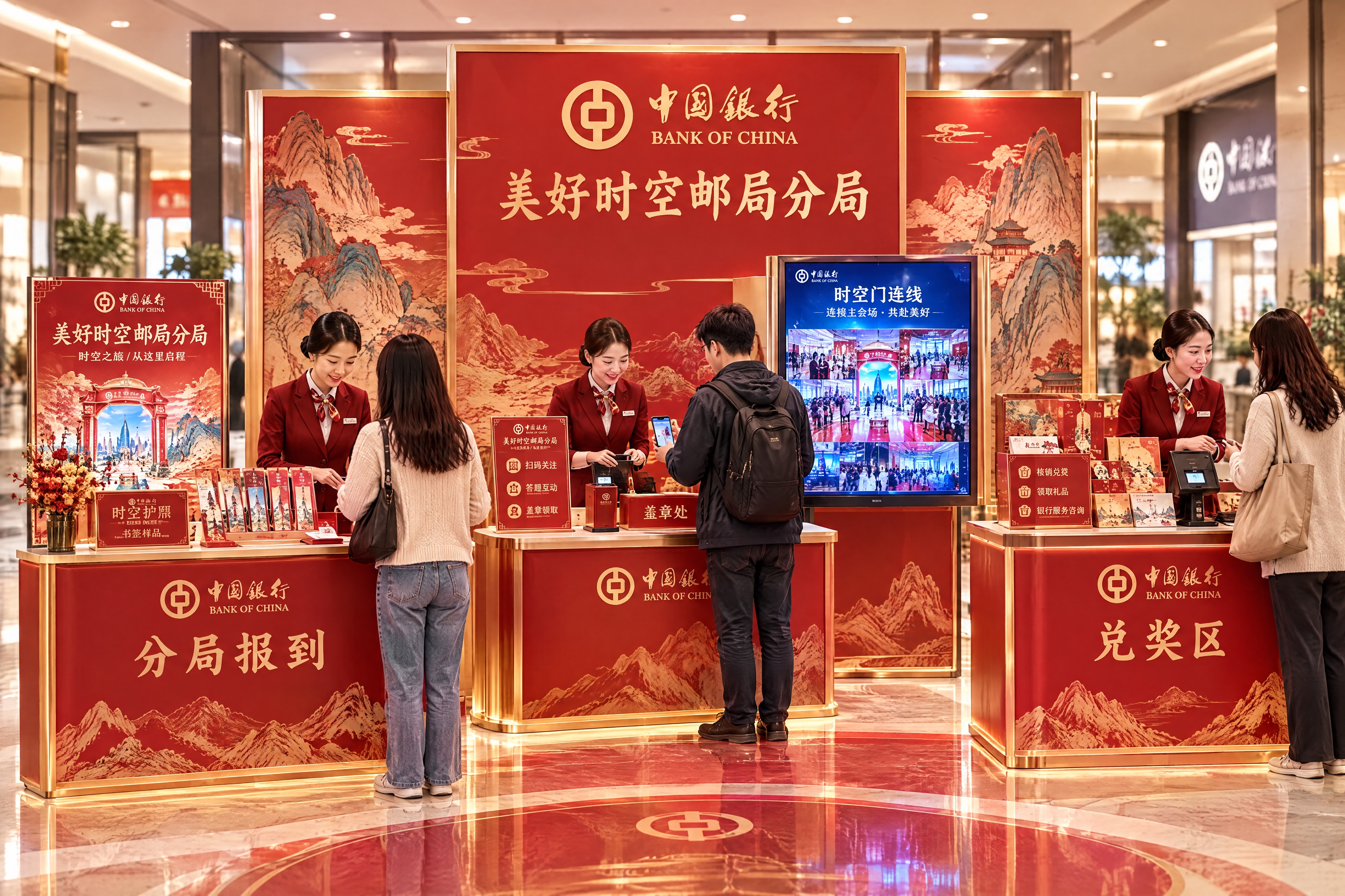 中国银行「美好时空邮局分局」快闪网点设计，商业摄影与3D渲染结… - 图片创意预览