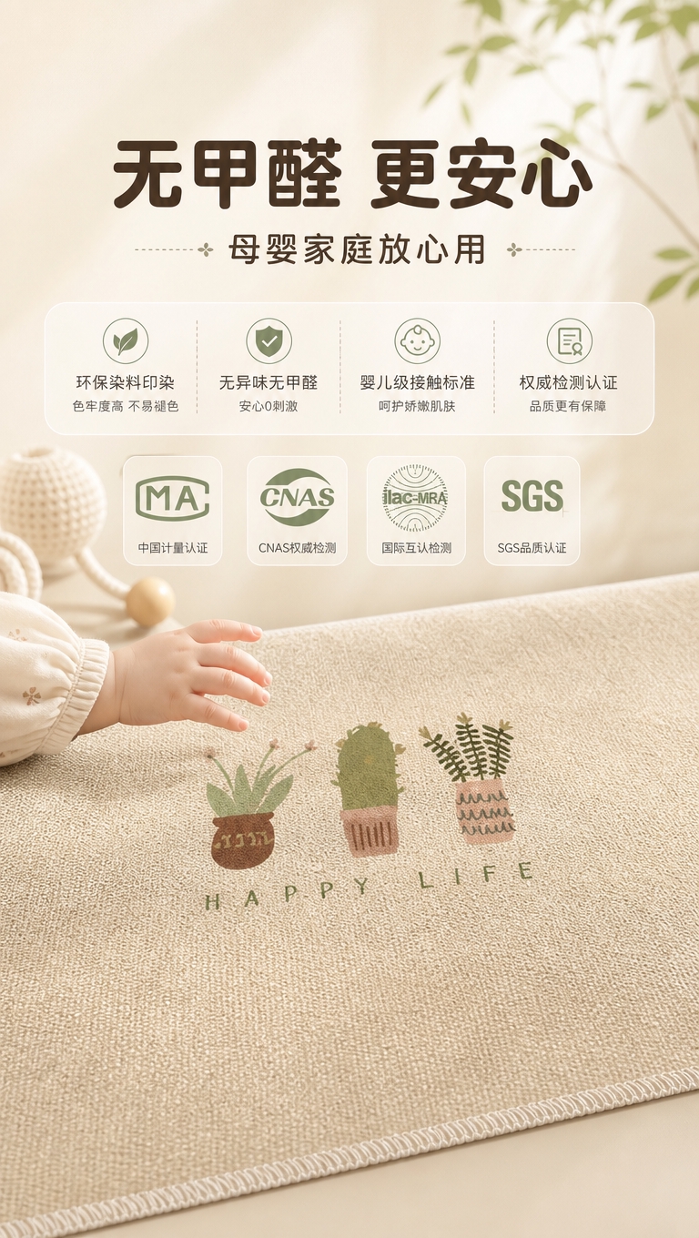 [商品] 使用【图1】米杏色底仙人掌图案天鹅绒飘窗垫；保留飘窗… - 图片创意预览