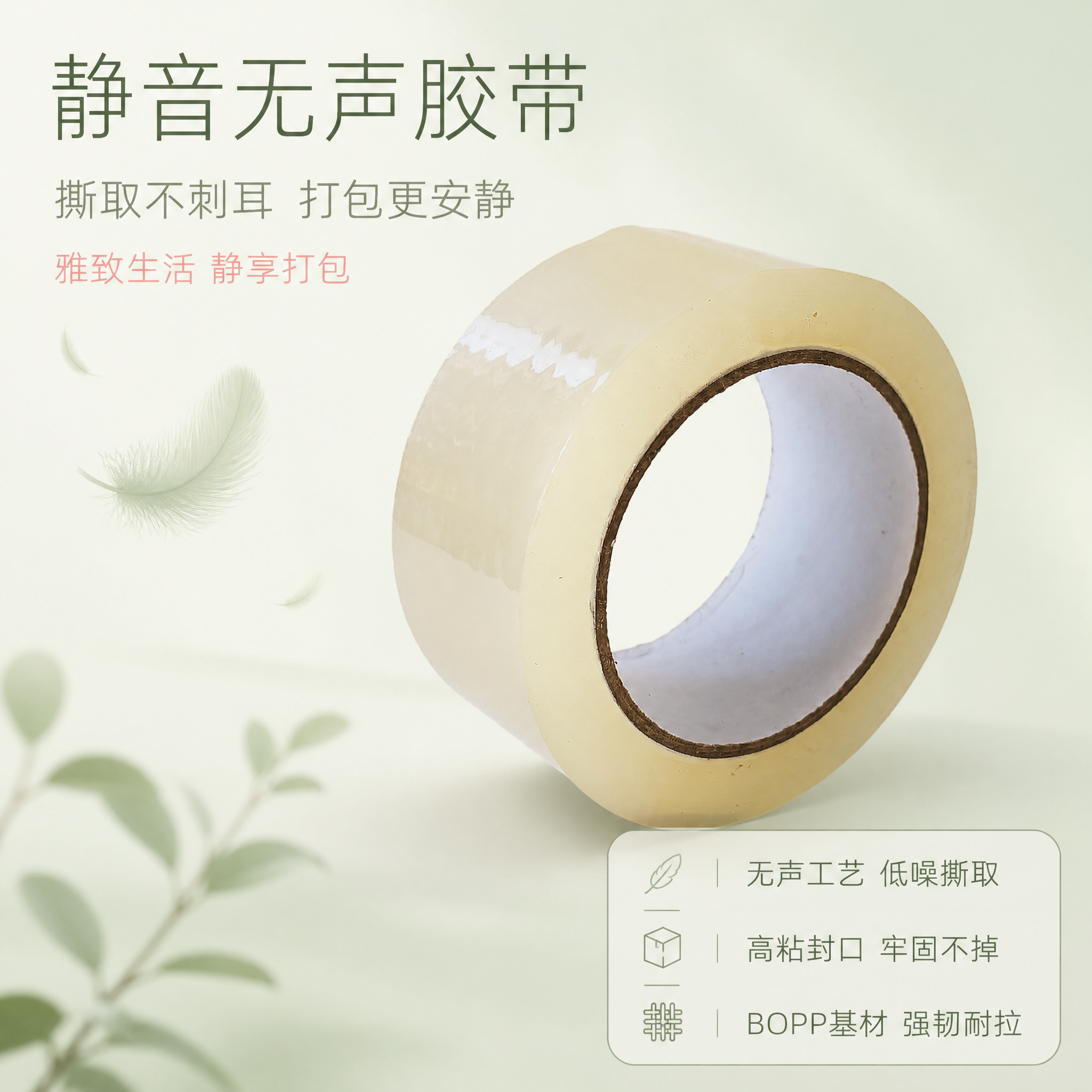 [主图-1] 静音无声封箱胶带 首图产品身份展示，清新雅致风格… - 图片创意预览