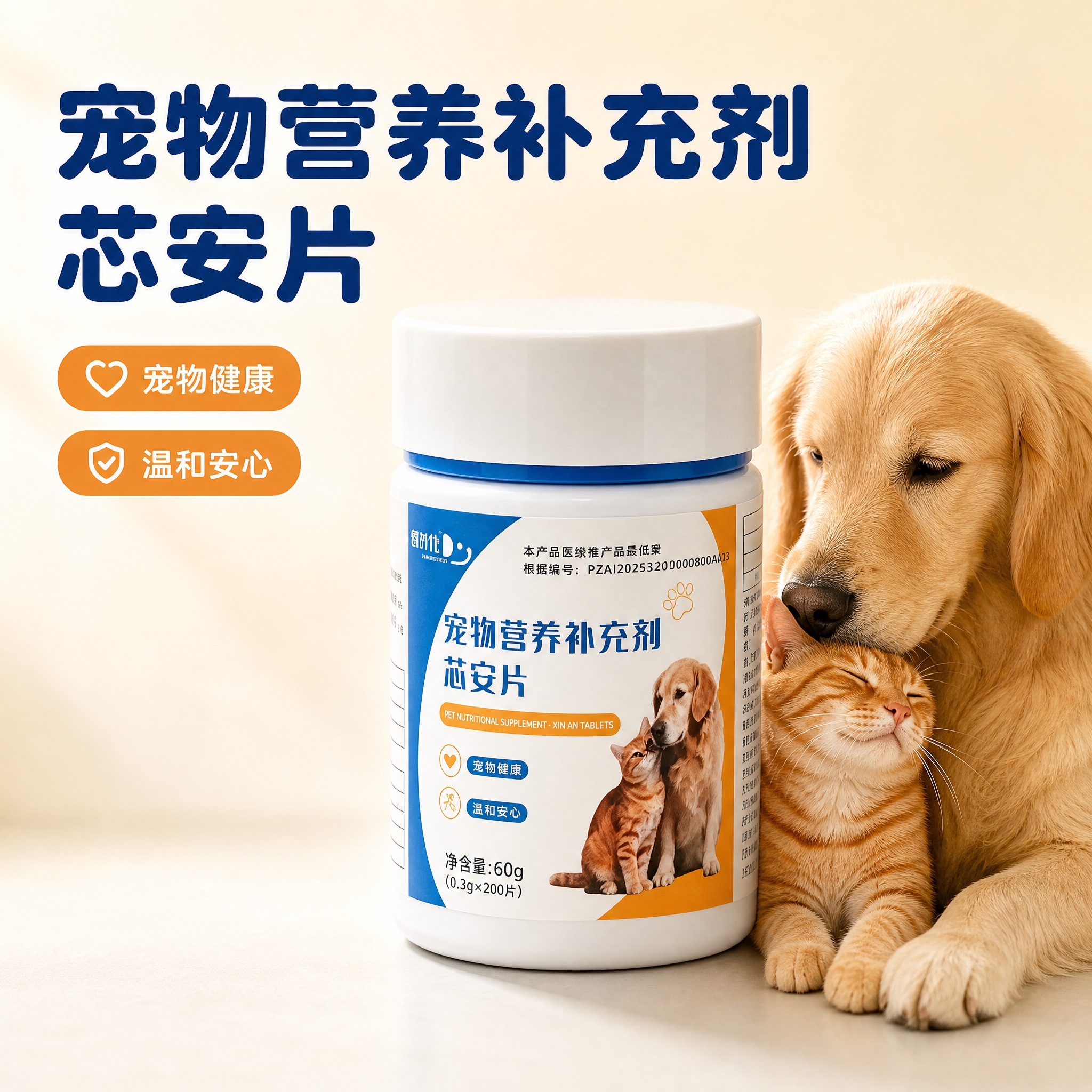[主图-1] 宠物营养补充剂芯安片首图，核心任务是产品识别与情… - 图片创意预览