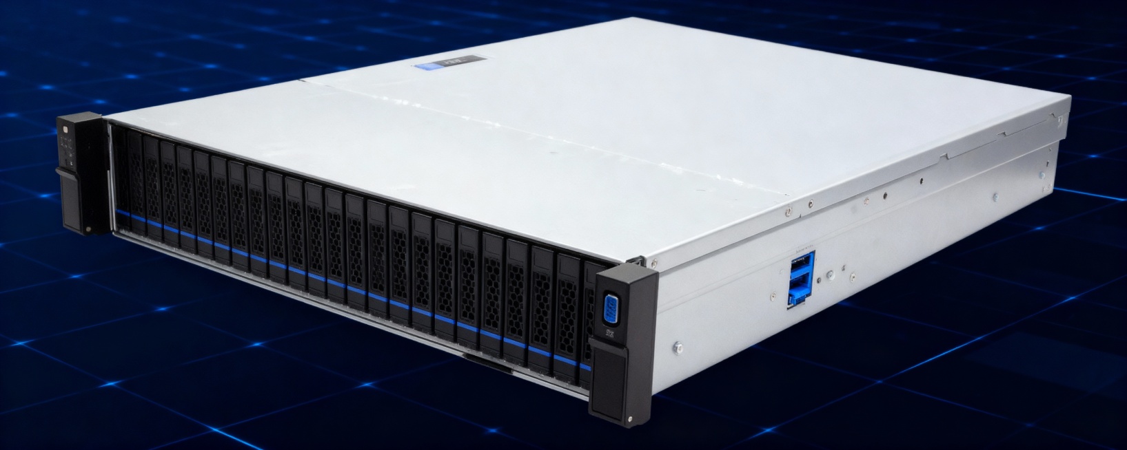 根据以上图片，这是一个全闪的存储系统，根据以上图片，生成5张分辨率1124*400的图片，生成背景高性能。显示HS-3000系列全闪存储。字体不能再设备上面。预览效果