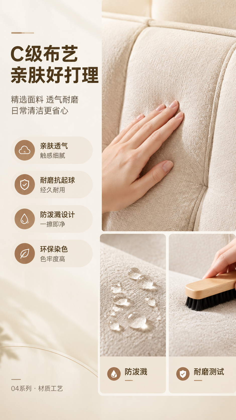 [商品] 使用【图1】米白色C级布艺高脚齐边床；保留米白布艺颜… - 图片创意预览