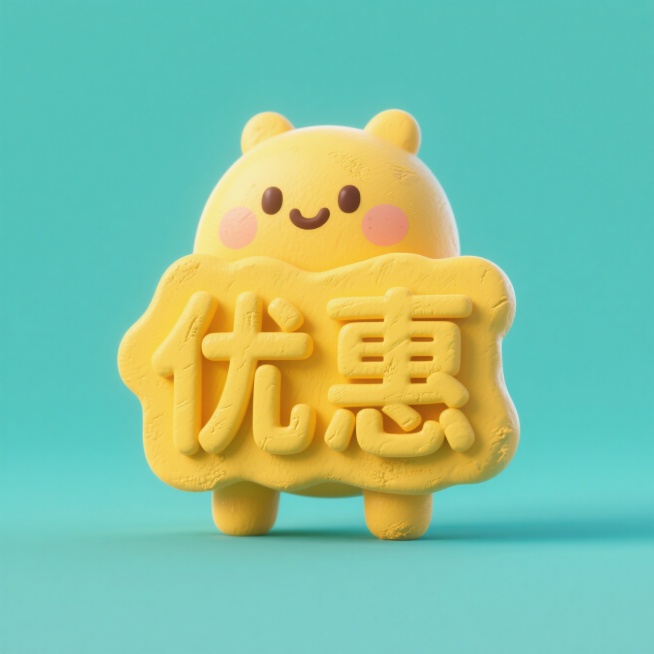 一个黄色标志里写着“优惠”预览效果