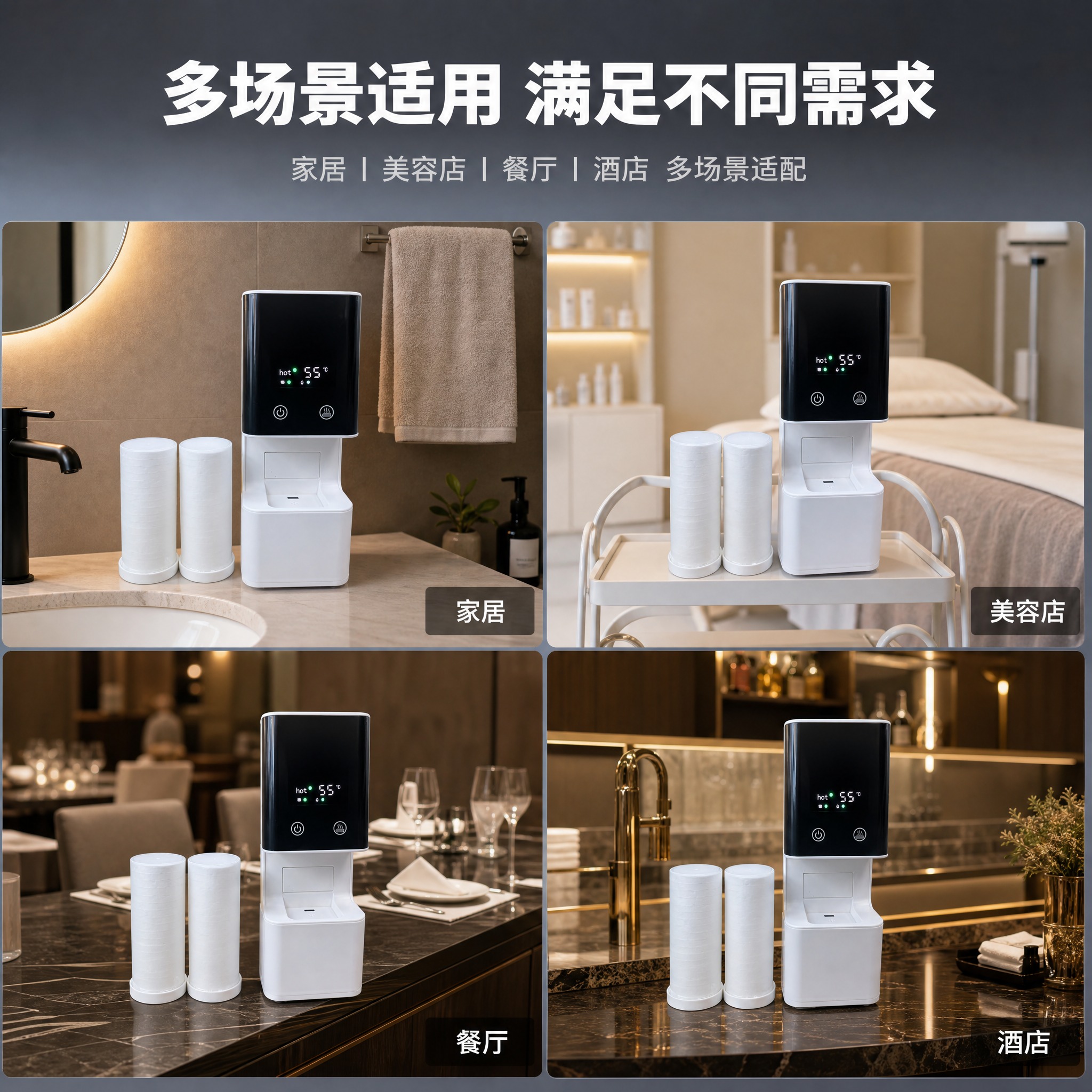 [主图-4] 多场景使用展示 体现产品在家居 美容店 餐厅 酒… - 图片创意预览