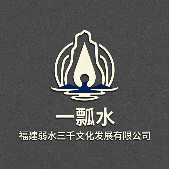 福建弱水三千文化发展有限公司的logo，配色简约，高级商务感，融合佛道哲学意境与宗教文旅属性，体现弱水三千只取一瓢的禅意定力，结合福建山海地域和妈祖南少林文化，设计极简高级的品牌标识预览效果