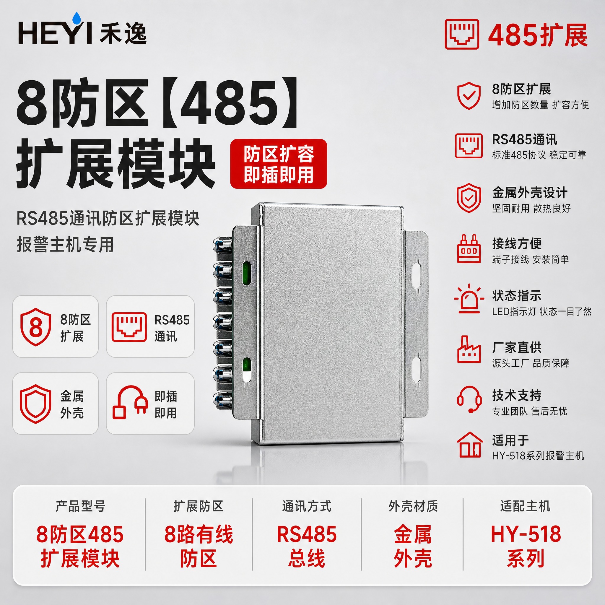 [主图-1] 首图点击率，主题：8防区485扩展模块 报警主机… - 图片创意预览