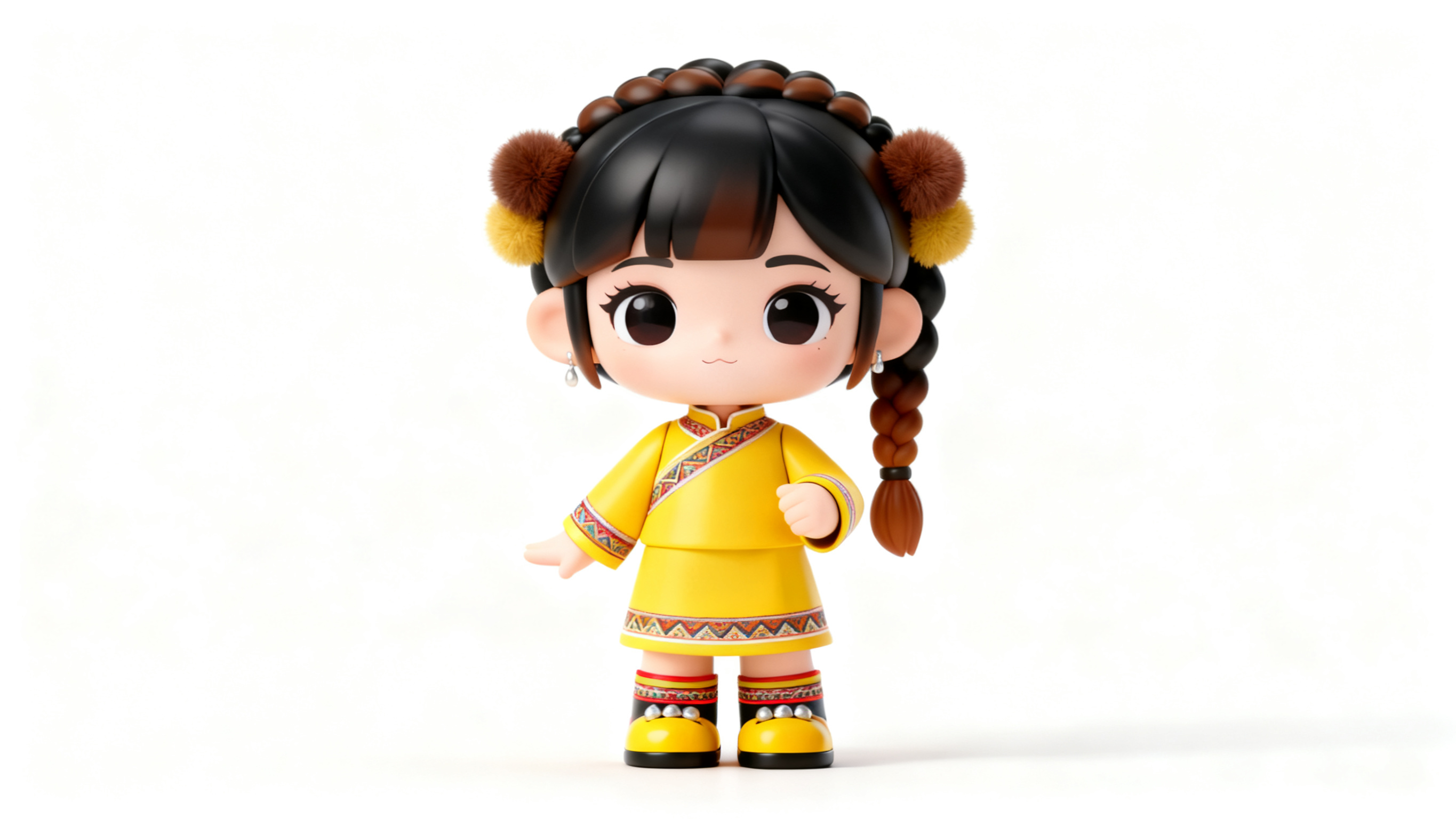 可爱甜美的女孩形象IP，对应颜色黄色，动作和红色IP不同，阿加… - 图片创意预览