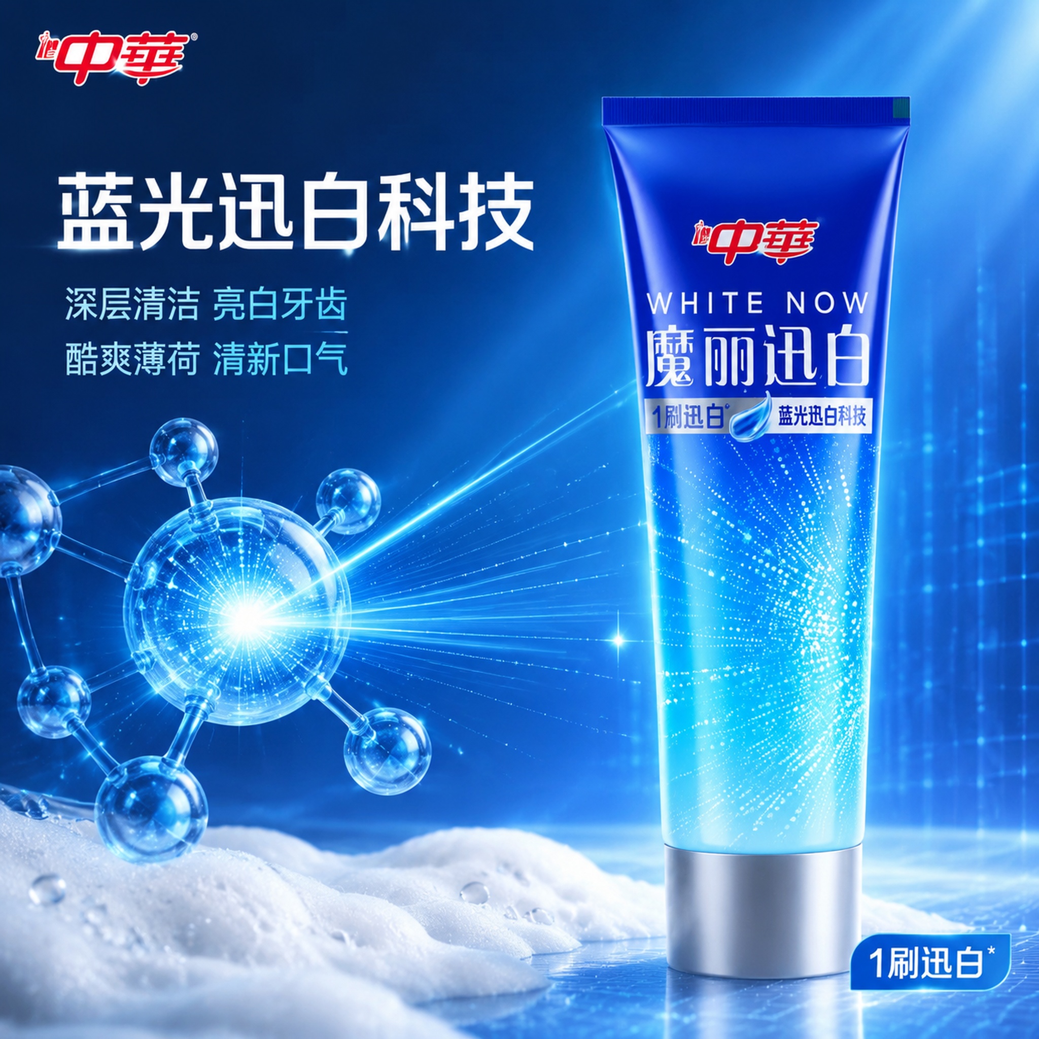 [主图-2] 中华魔丽迅白牙膏核心功效卖点图 蓝光科技解析 [… - 图片创意预览