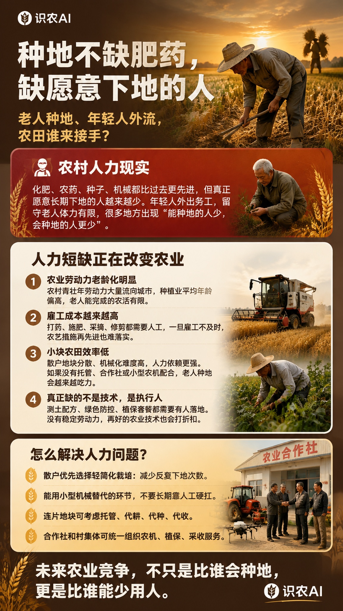 一张9:16竖版农业行业洞察内容海报，土棕色+麦金色农业底色，… - 图片创意预览