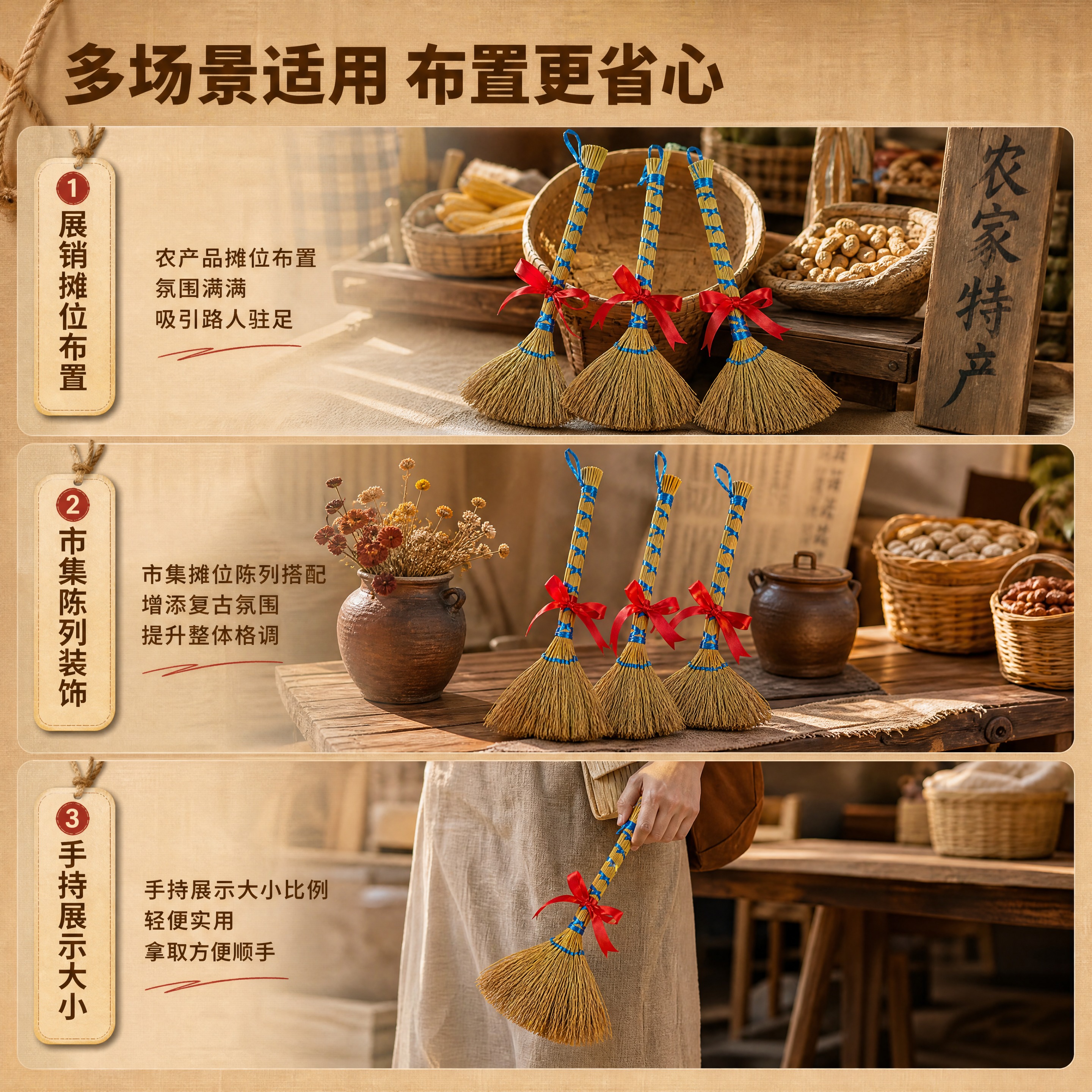 [商品] 使用【图2】【图4】【图5】糯稻草蓝绳捆扫把配红绳；… - 图片创意预览