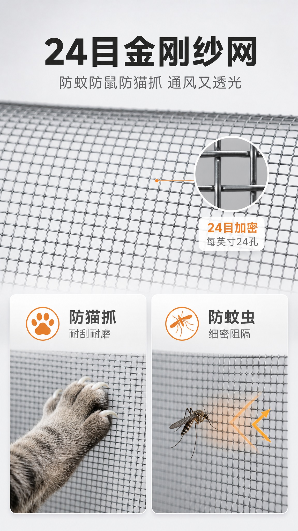 [商品] 使用【图1】纱窗纱网部分作为主展示；保留24目金刚网… - 图片创意预览
