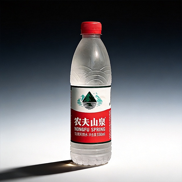 农夫山泉矿泉水，整瓶呈现，保持产品完整，电商主图风格