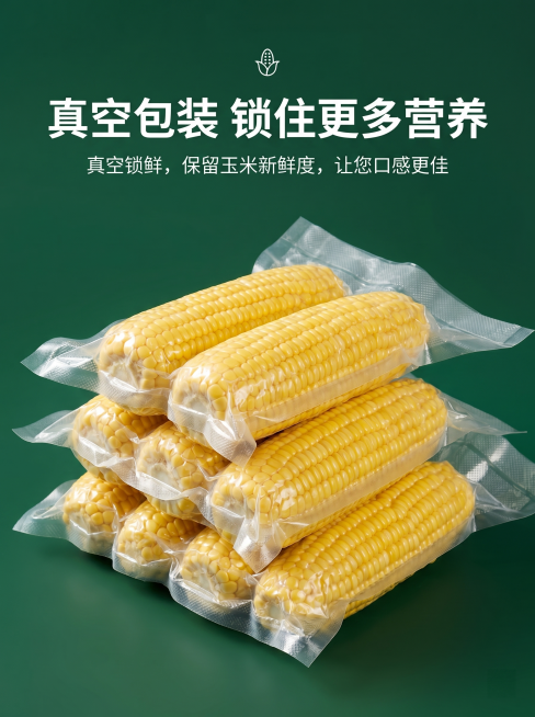 [主图 6] 包装展示页，展示真空锁鲜包装
[氛围风格] 清新自然绿色系，和整套详情页风格统一
[画质] 商业摄影质感、光线柔和通透、产品清晰真实、画面干净高级。
[元素] 深绿色背景，顶部放置装饰图预览效果