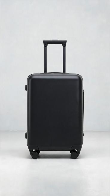 Black solid color suitcase overall display, minimalist style, on plain background, e-commerce produc预览效果