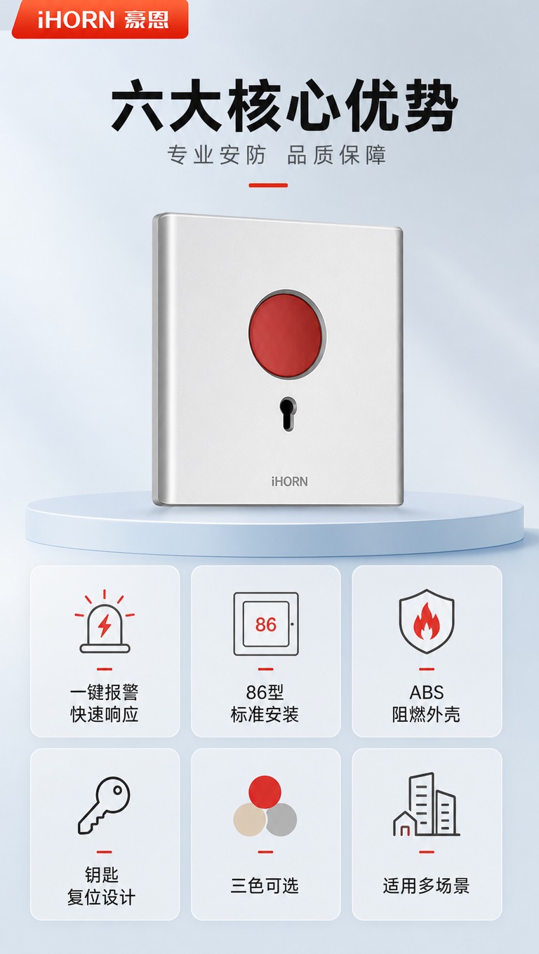 [商品] 使用【图1】豪恩紧急按钮银色款（最右侧款）；保留86… - 图片创意预览