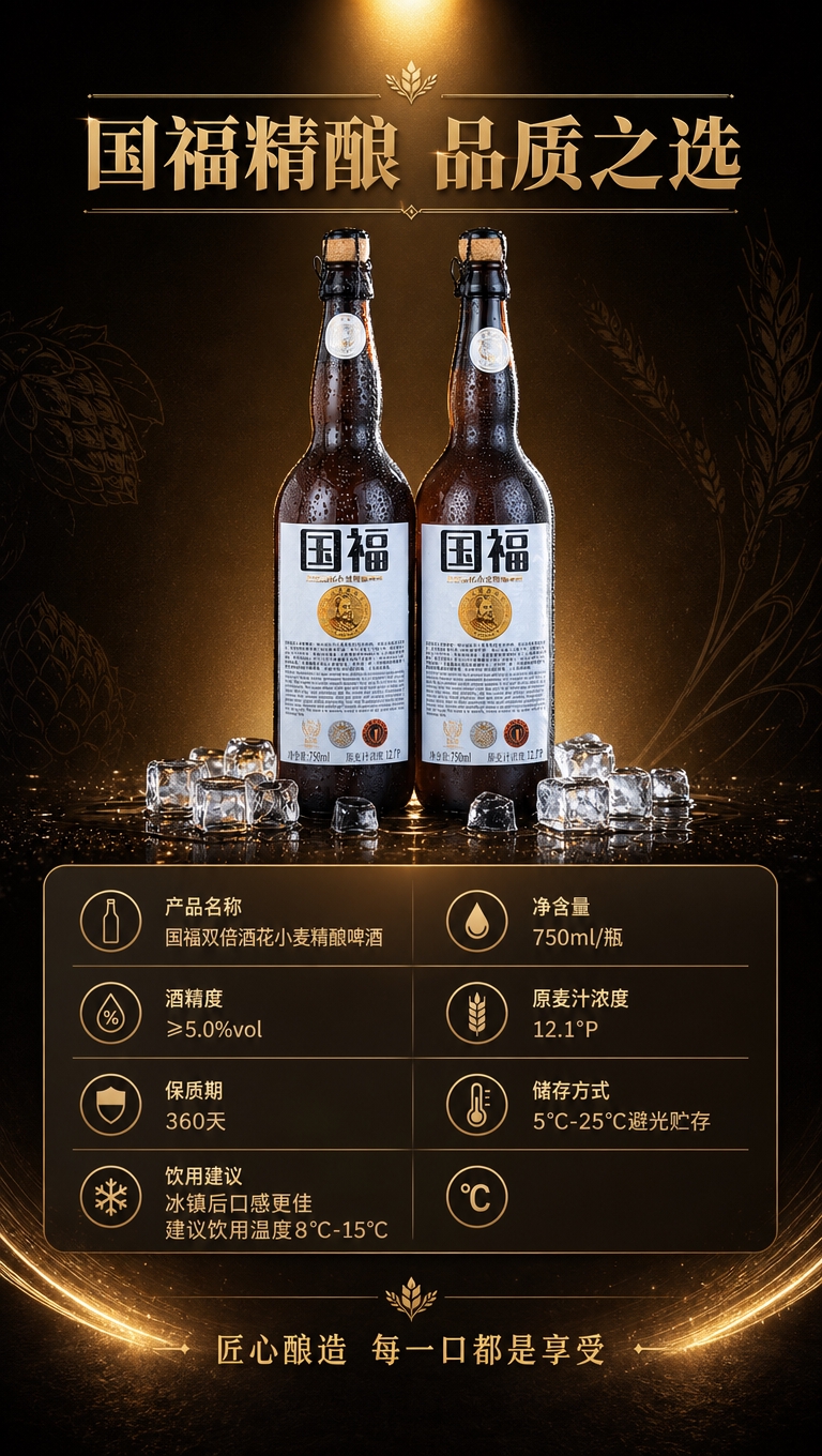 [商品] 使用【图10】国福精酿啤酒双瓶组合；保留两瓶的瓶身、… - 图片创意预览