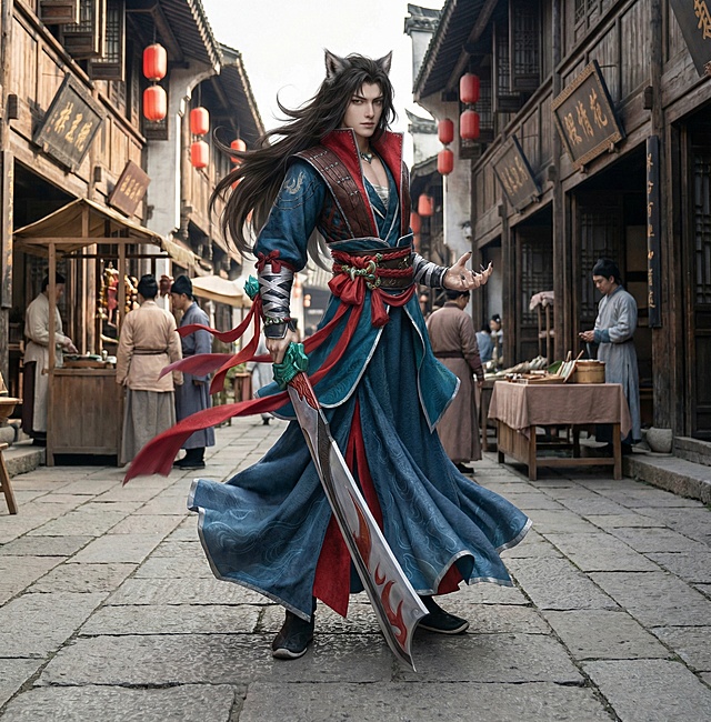 「图片1」「图片1」「图片1」「图片1」「图片1」把这张图变成真人摄像风格的，加上古代背景