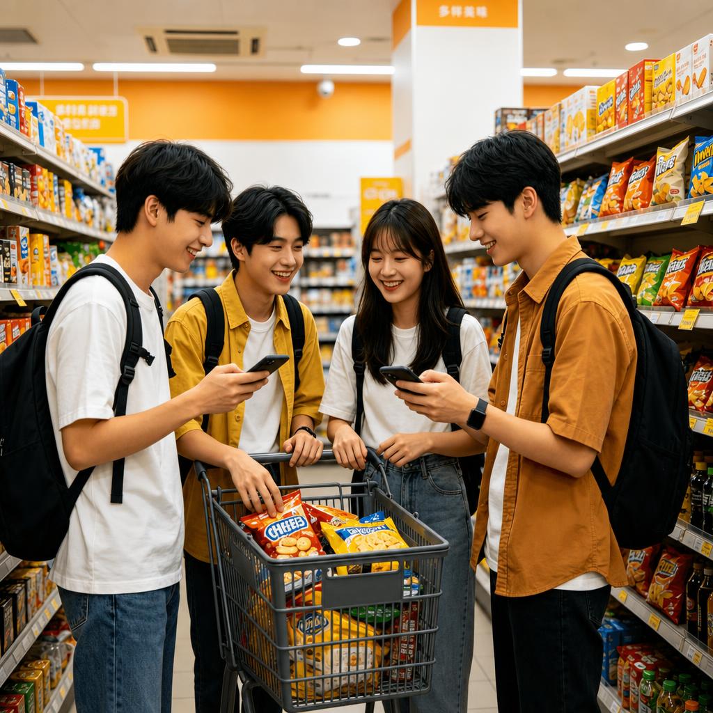 高度还原参考图的画面内容、人物姿态、构图、场景和光影：四名年轻… - 图片创意预览