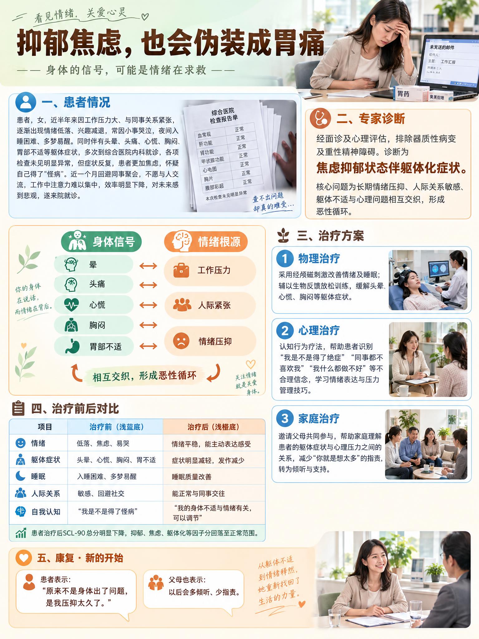 竖版心理健康科普长图文，单张完整内容，医疗健康类温暖专业风格，… - 图片创意预览
