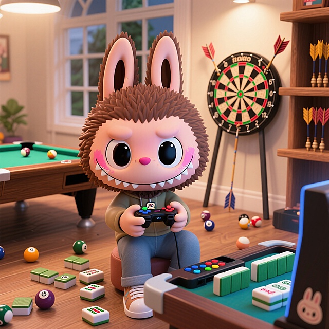 拉布布在别墅里面玩游戏