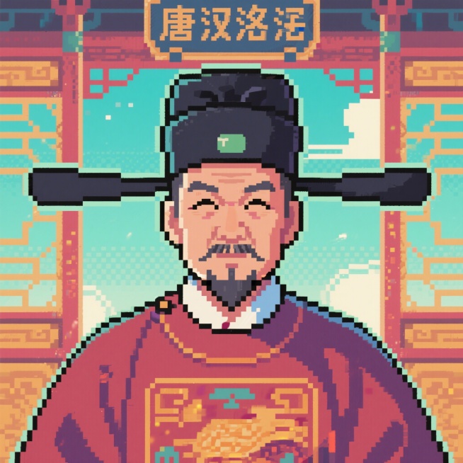 像素风格的唐朝翰林院编修头像，复古像素风，中年文官，沉稳气质，唐朝文官官服预览效果