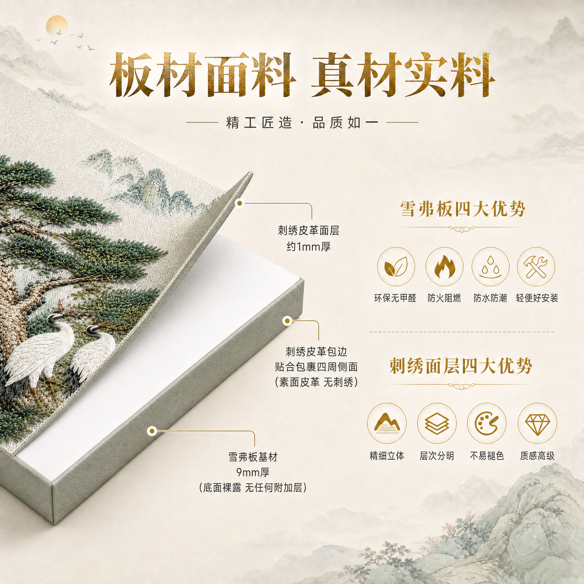 修改这张板材面料结构图：将三层结构改为两层结构。最上层是一整张… - 图片创意预览