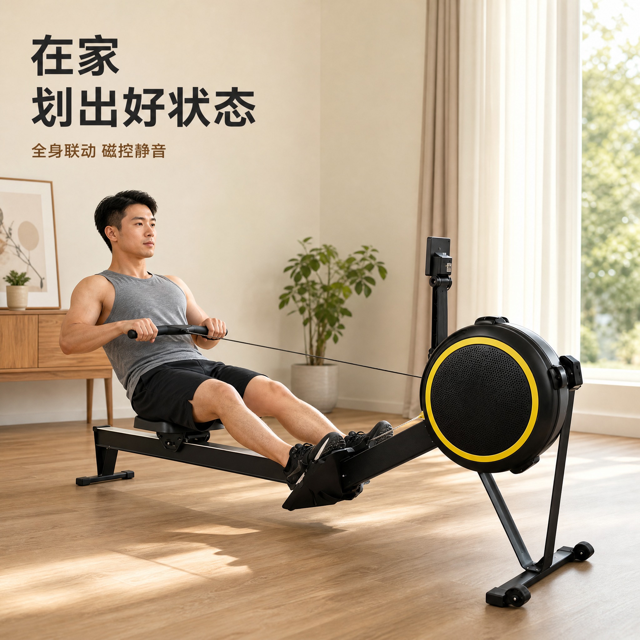 [主图-4] 双阻划船机（风阻+磁阻 20档调节 新款升级）居… - 图片创意预览