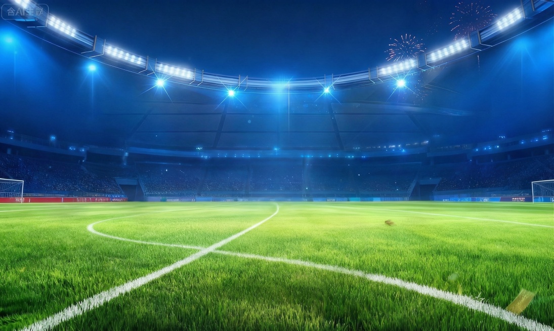 移除画面中所有UI元素，包括旗帜、奖杯、台子、文字和卡牌，只保留原本的夜晚足球场世界杯背景，保持原有风格，蓝色夜空，明亮的球场灯光，绿色的草坪，保持原图构图和画质预览效果