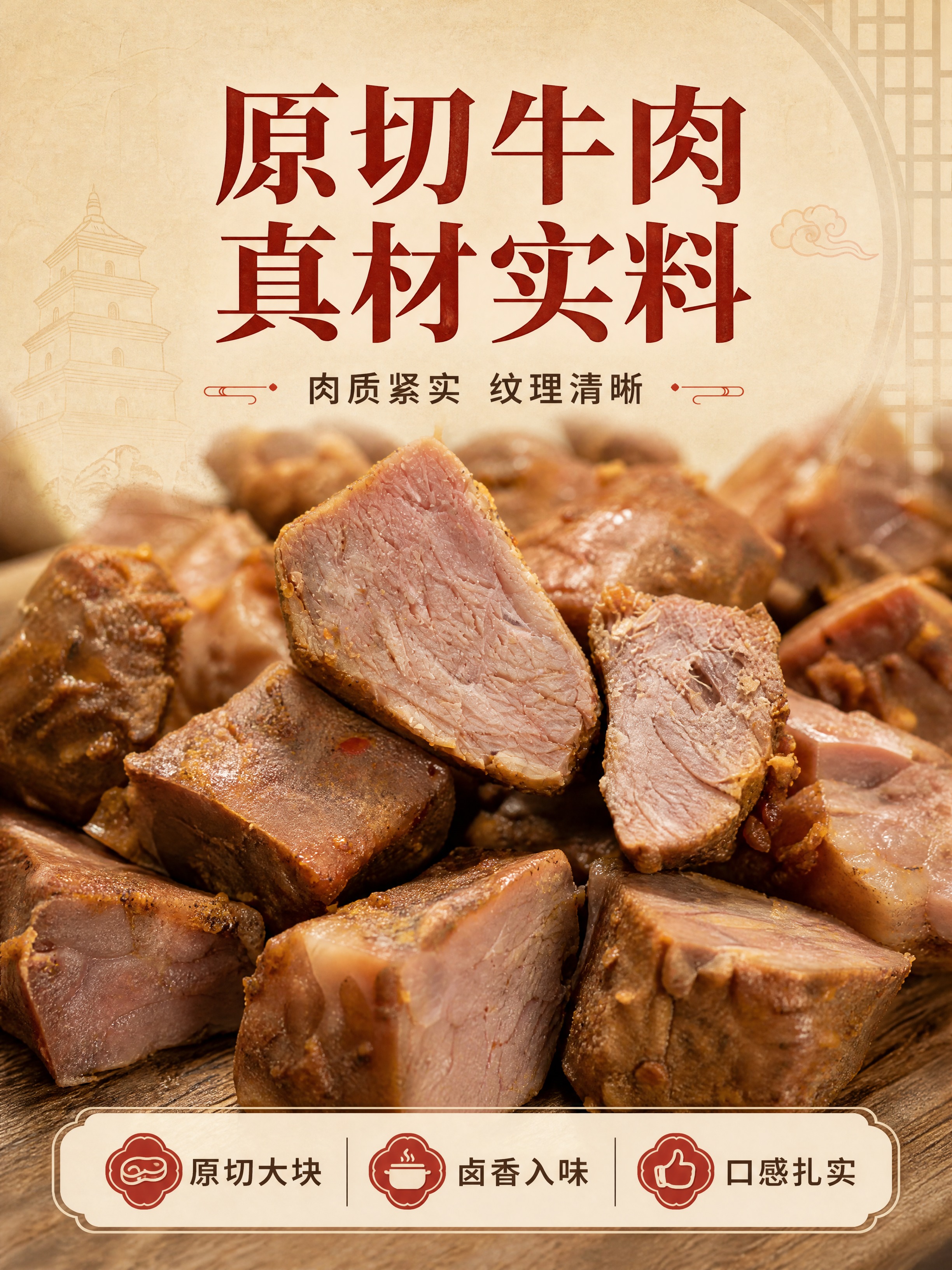 [商品] 使用【图6】【图7】【图8】西安腊牛肉切块特写（带麻… - 图片创意预览