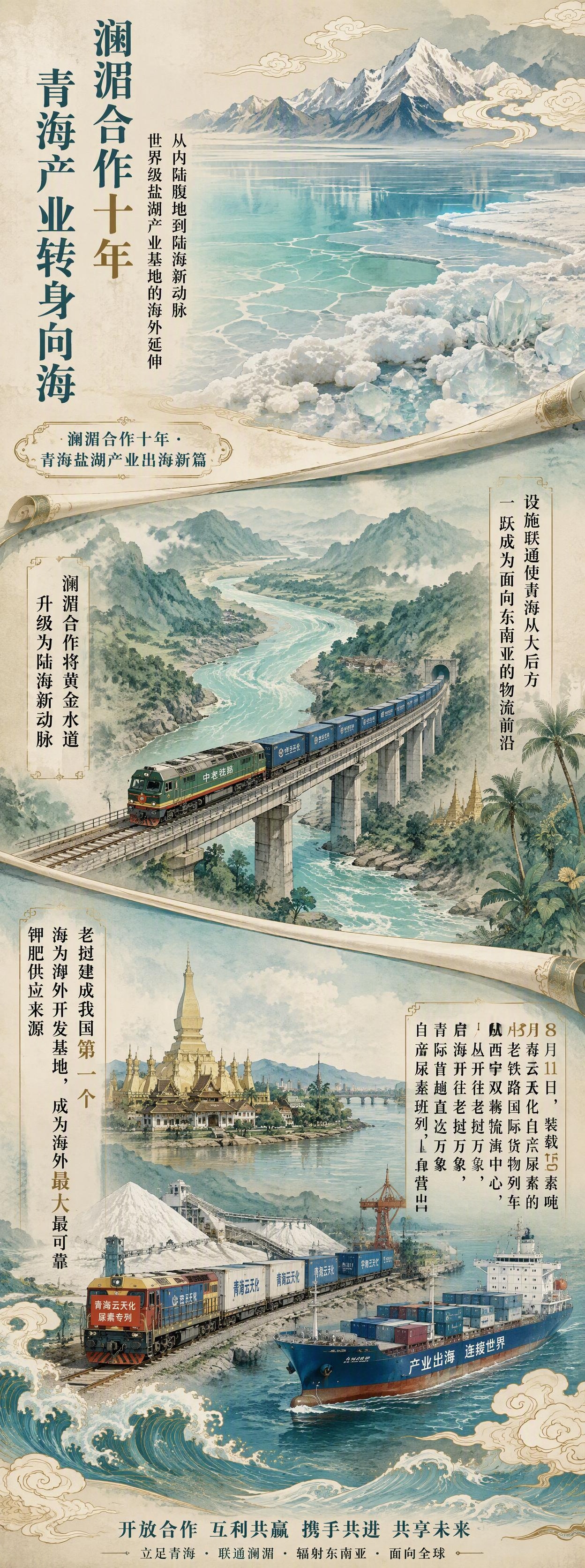 典雅中国风竖版长卷海报，国风新中式工笔淡彩画风，光影柔和，画面… - 图片创意预览
