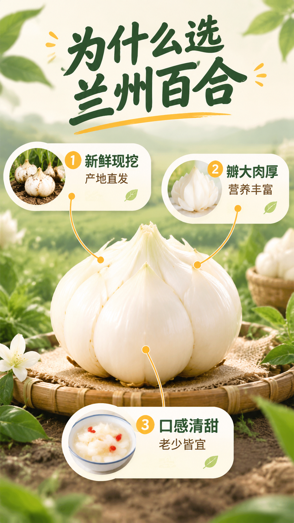 [商品] 使用【图1】兰州鲜百合，保留百合洁白饱满外形与自然色… - 图片创意预览