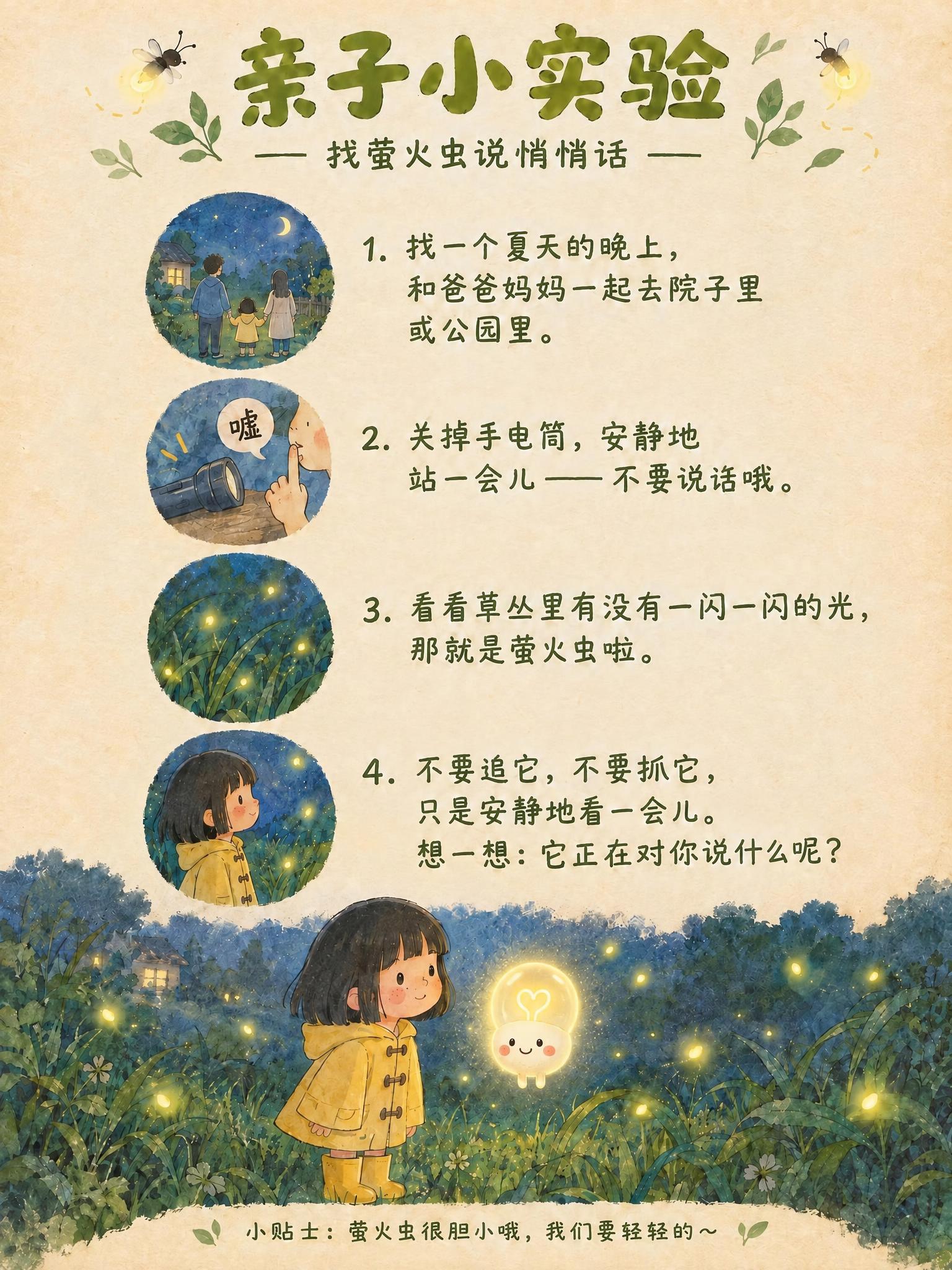 儿童绘本亲子小实验页，竖版比例，米黄色做旧纸张背景。标题、四个… - 图片创意预览