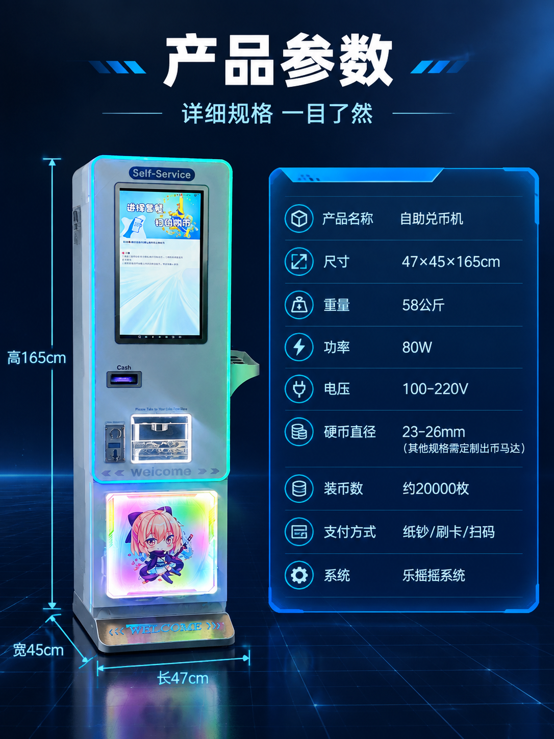 [商品] 使用【图1】自助兑币机正面全貌；保留整体结构、各功能… - 图片创意预览
