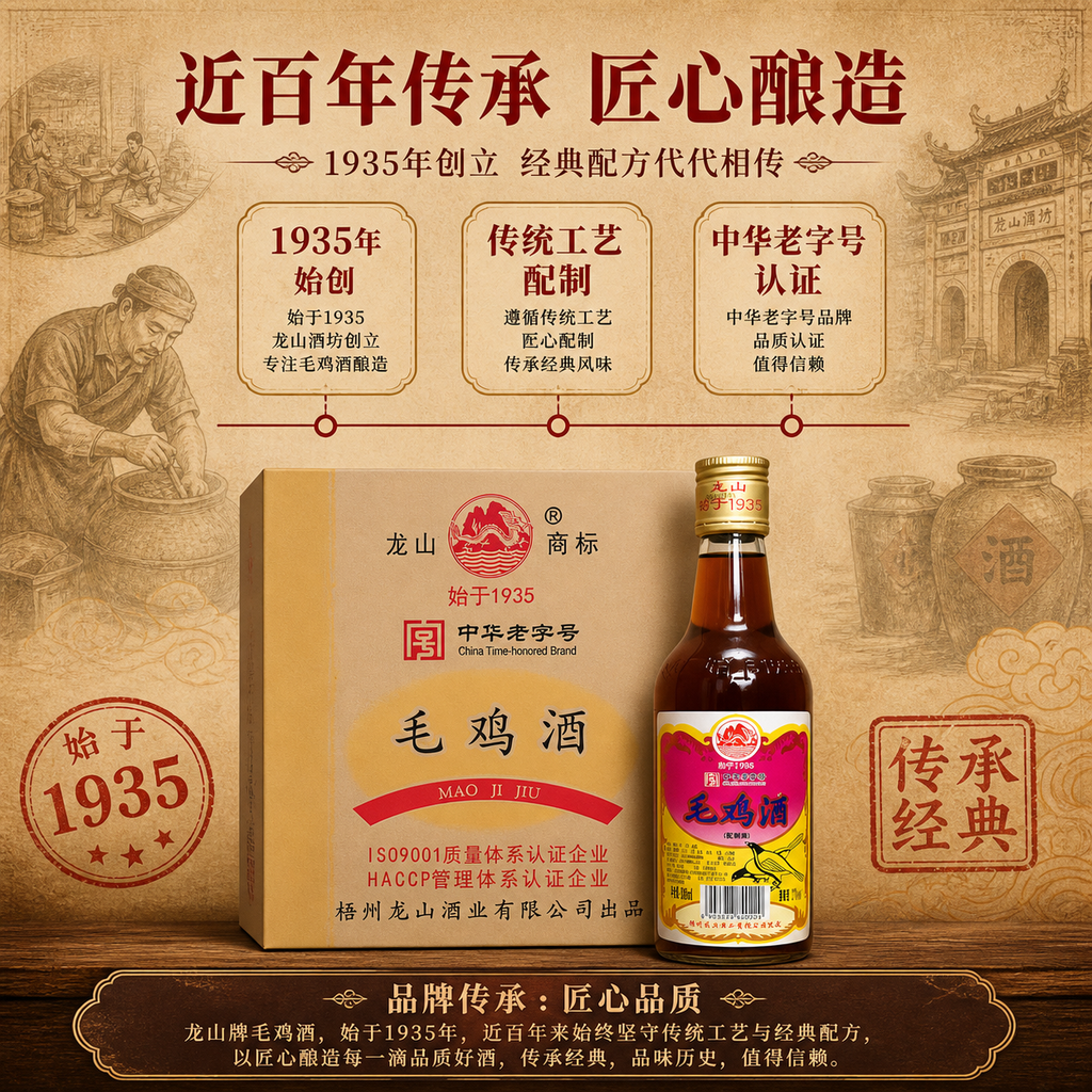 [商品] 使用【图2】龙山牌毛鸡酒产品与外包装箱；保留酒瓶与包… - 图片创意预览